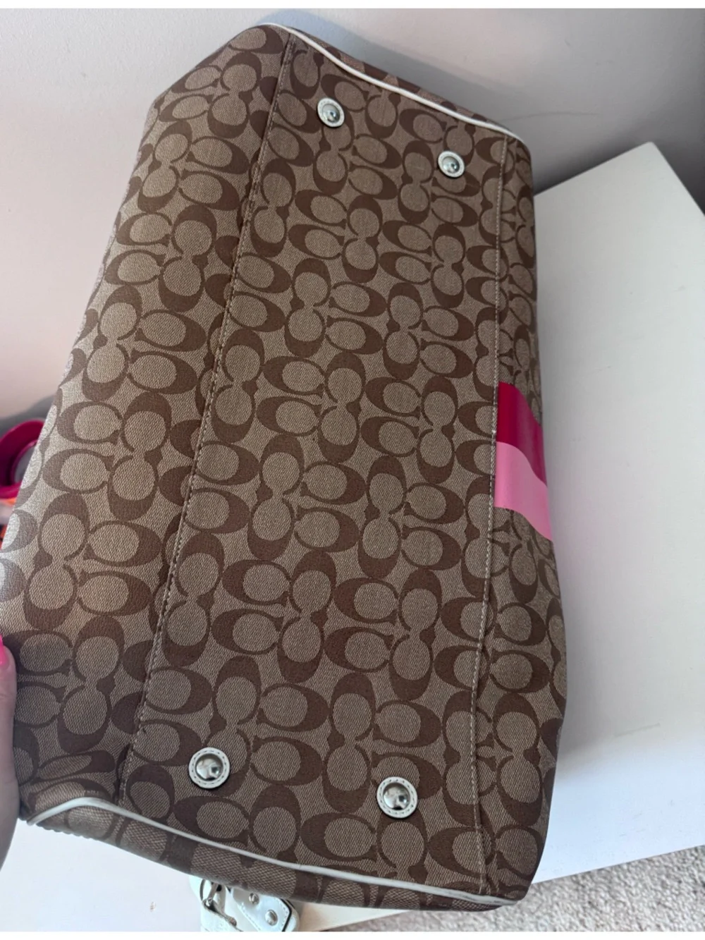 COACH *Rare* Sig C Stripe Coated Canvas Small Duffel Bag - Picture 7 of 10